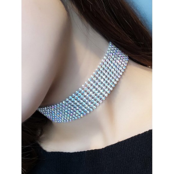 Rhinestone shiny sparkly choker necklace - Picture 2 of 5
