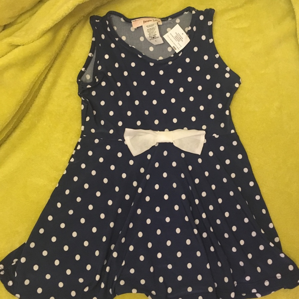 Toddler's blue and white polka dot dress