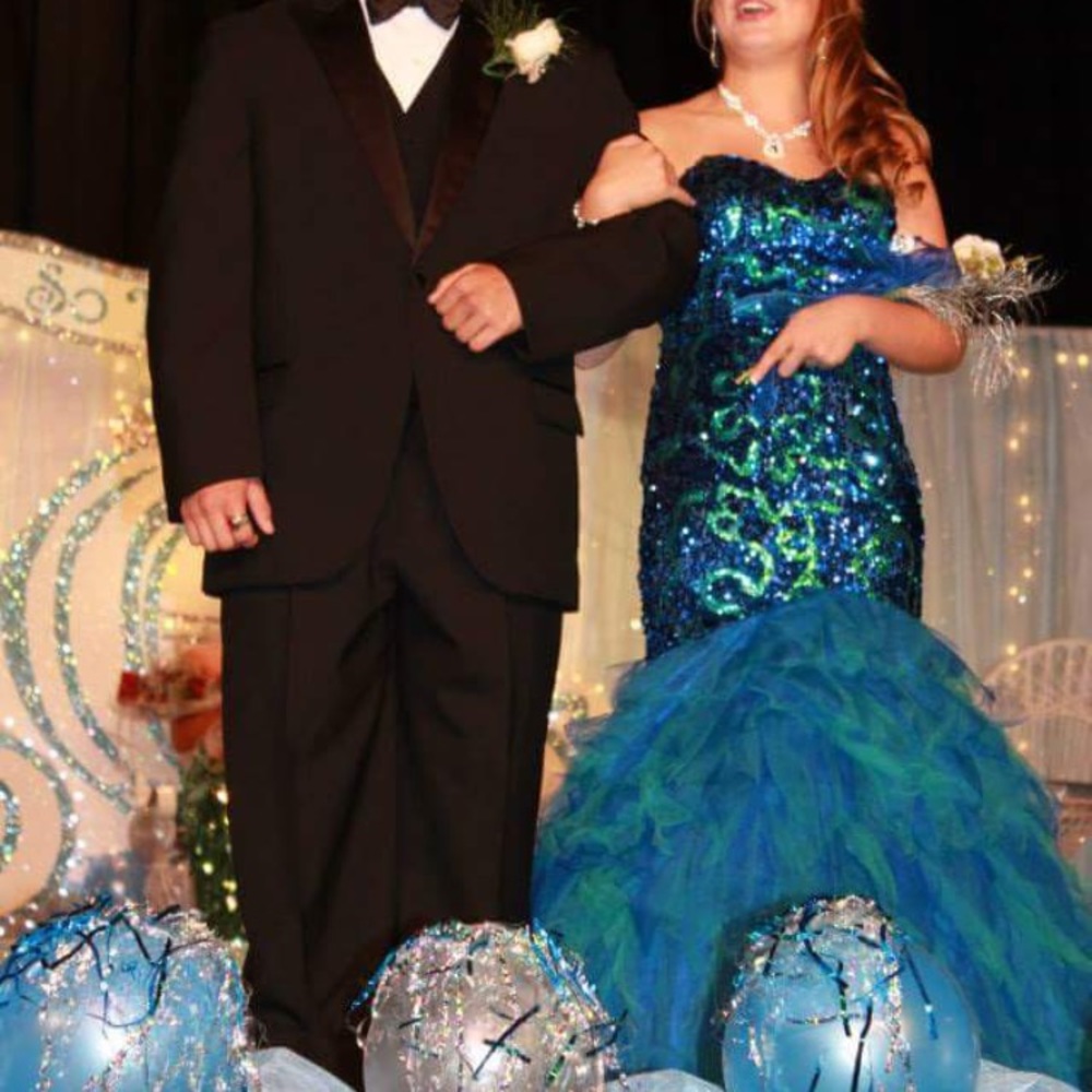 Blue and green prom dress