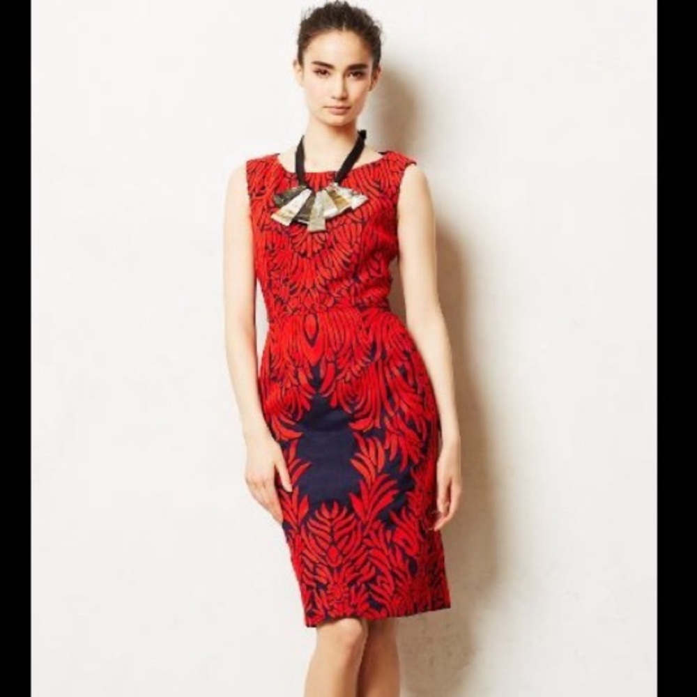Anthropologie Textured Red Dress