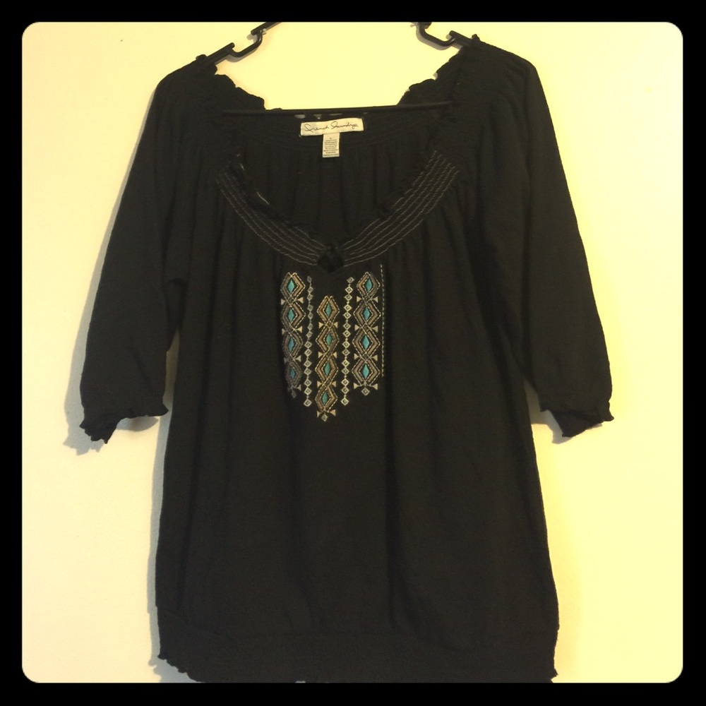 Black peasant top with nice design