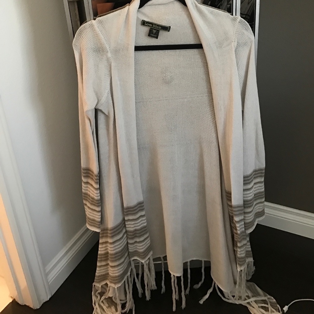 Stripe/ Fringe cardigan
