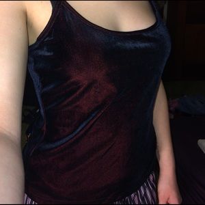 90s Vintage Blue Red Velvet Tank Top