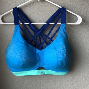 Blue cross cross sports bra