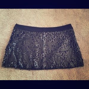 Zara Black Embroidered Sequin Mini Skirt