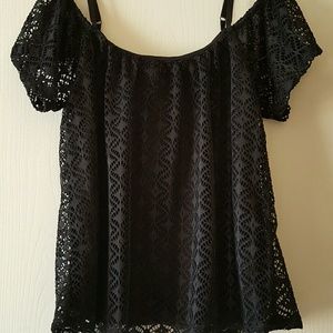 Very cute off the shoulder black top