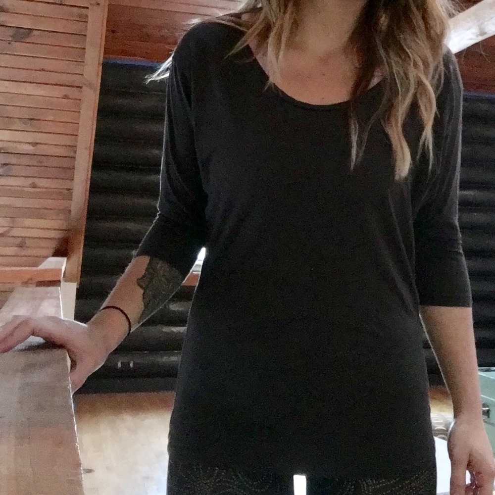 Gap Basic Dark Grey 3/4 Sleeve Top