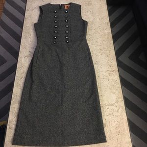 Tory Burch Grey Wool Military Style Dress w