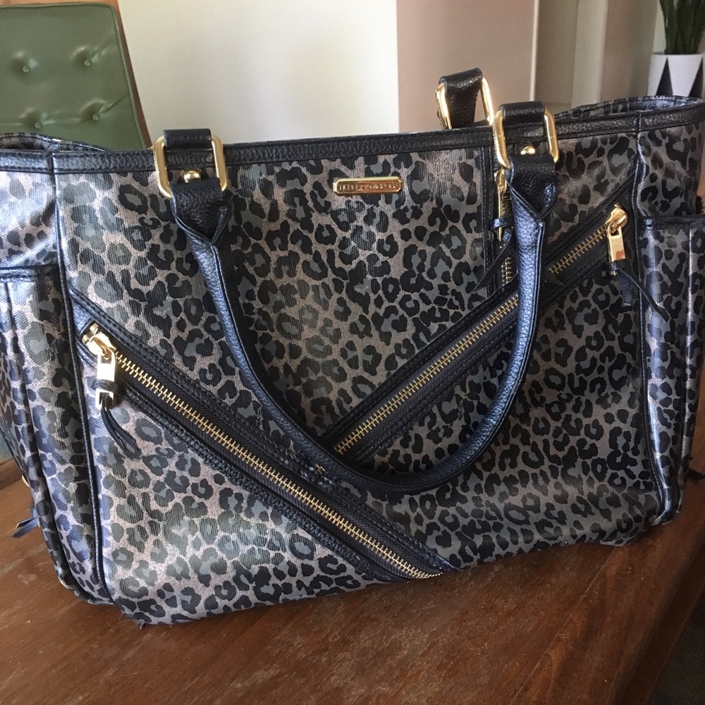 Rebecca Minkoff leopard print diaper bag.