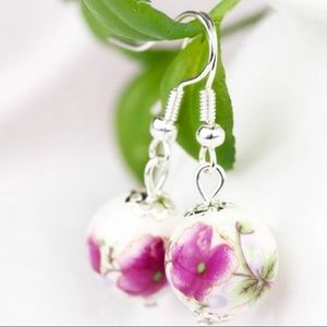 ☀️ Back Again! Pink Ceramic Floral Earrings