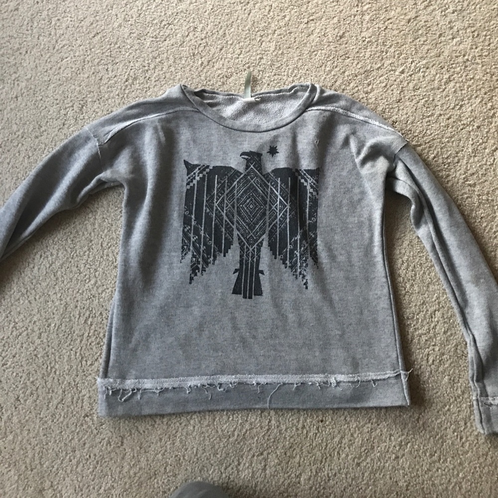 Gray tribal bird sweater