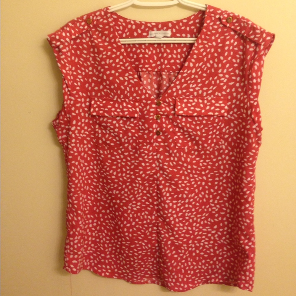 New York & Co Pink Sleeveless With Polka Dots