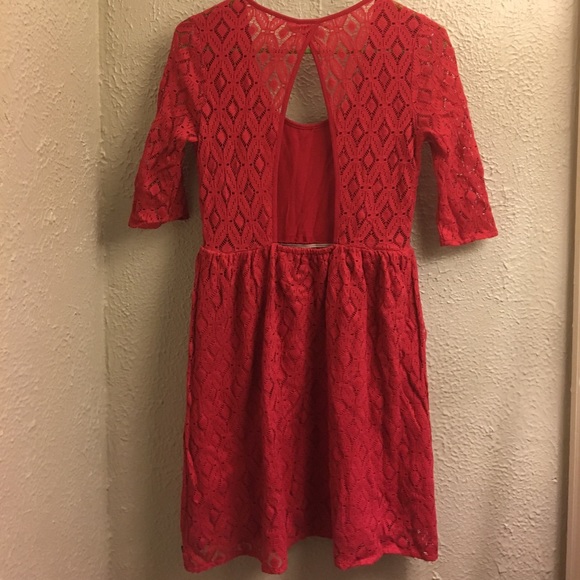 ROXY red pattern dress, M😘 w/ flirty open back🐟 - Picture 6 of 7