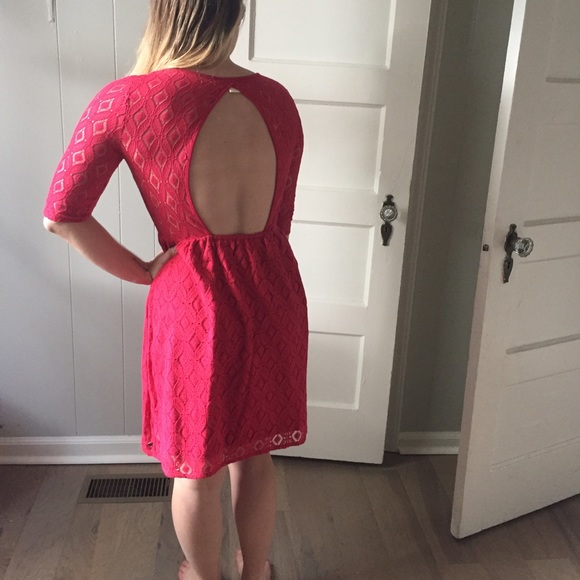 ROXY red pattern dress, M😘 w/ flirty open back🐟 - Picture 2 of 7
