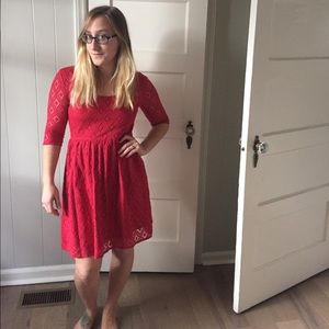 ROXY red pattern dress, M😘 w/ flirty open back🐟