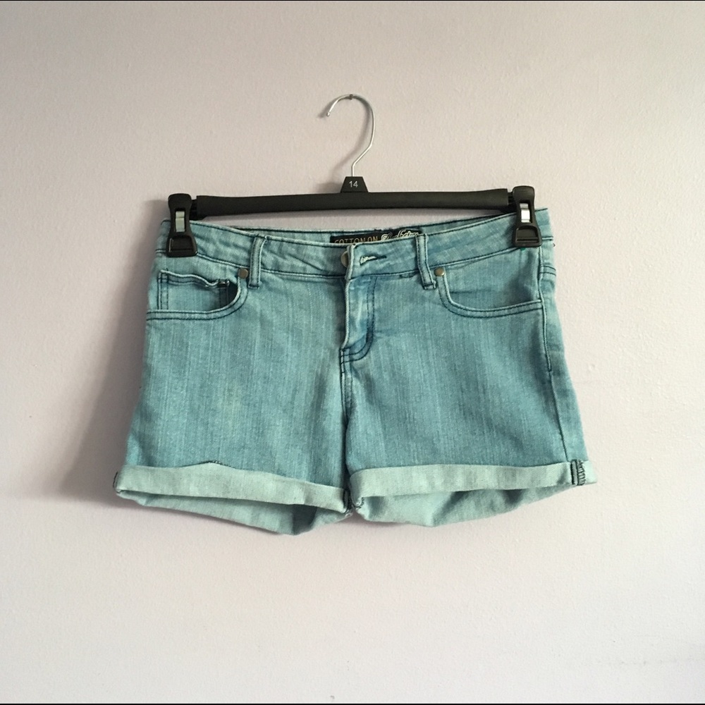 Light wash denim shorts