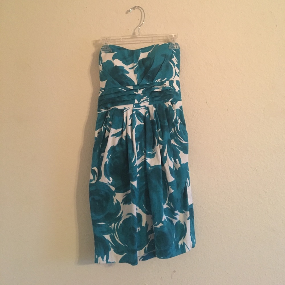 Strapless floral mini dress