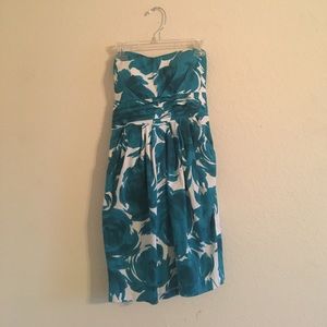 Strapless floral mini dress