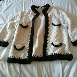 Cable knit open sweater