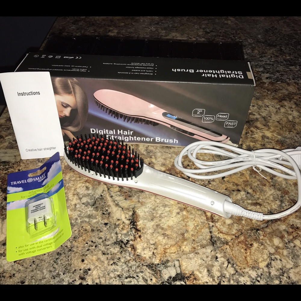 Digital hair straightener brush