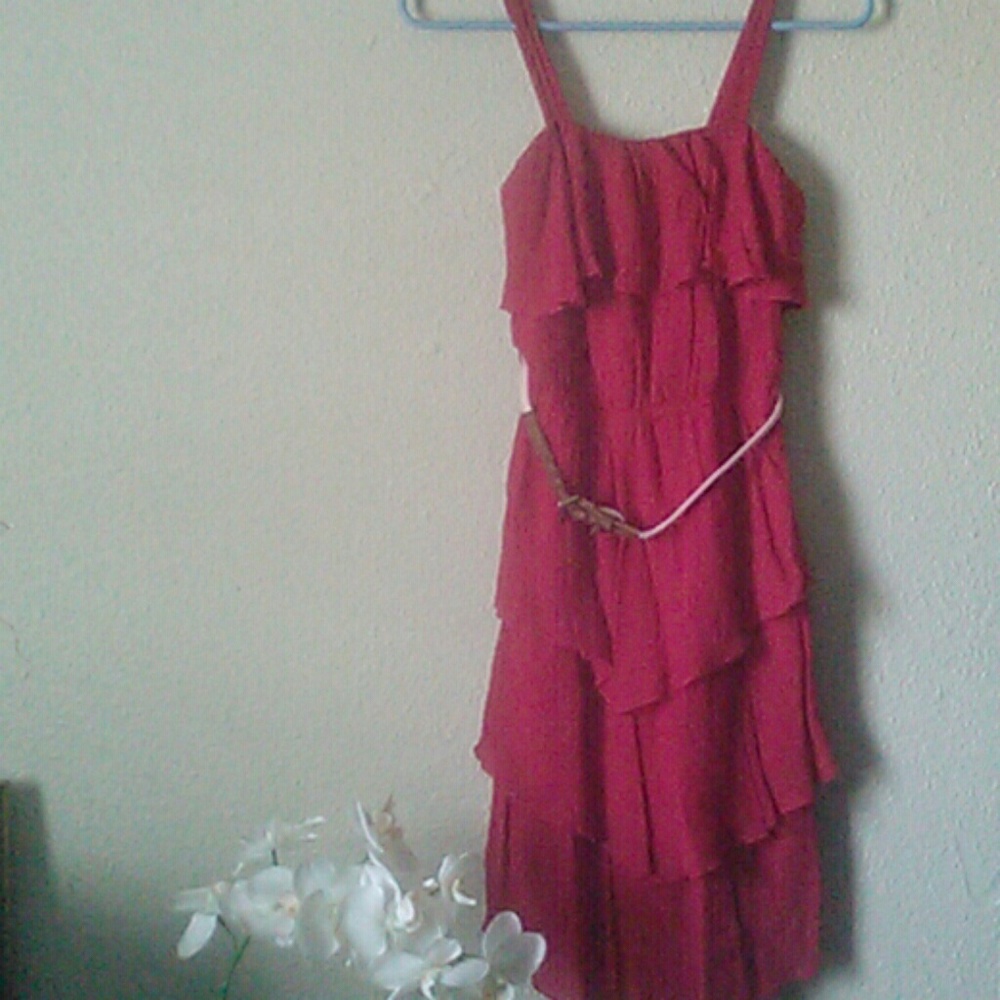 Red tiered dress