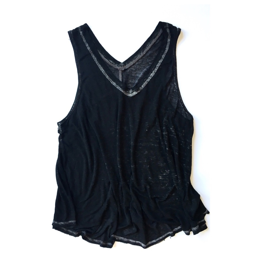 Black Marled "Chalk" Tailor Line Tissue Tank