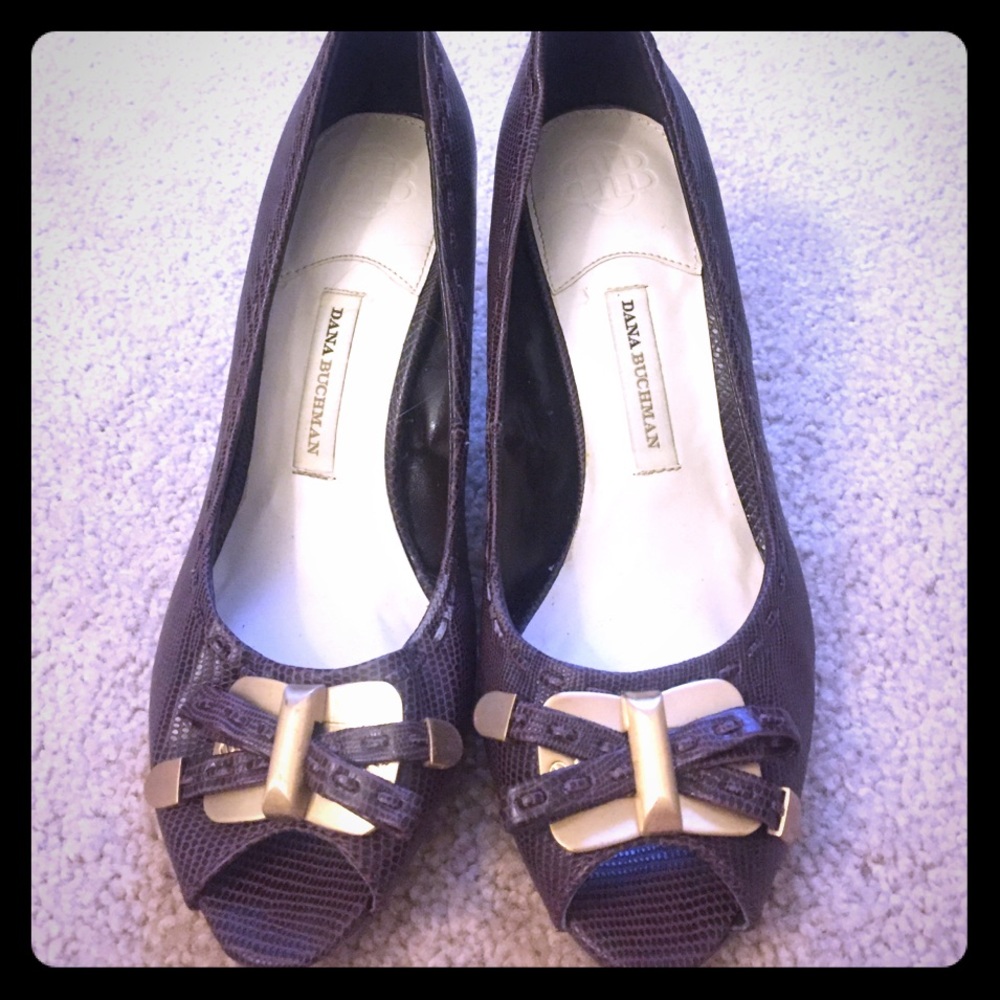 Dana Buchman Plum Colored Peep Toe Pumps