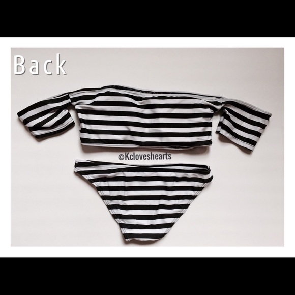 Stripe Off the Shoulder Bikini - Picture 4 of 4