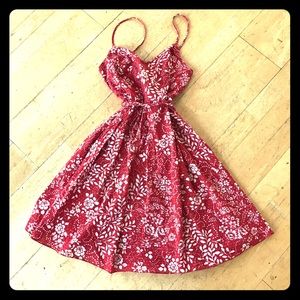 Red and white spaghetti strap dress
