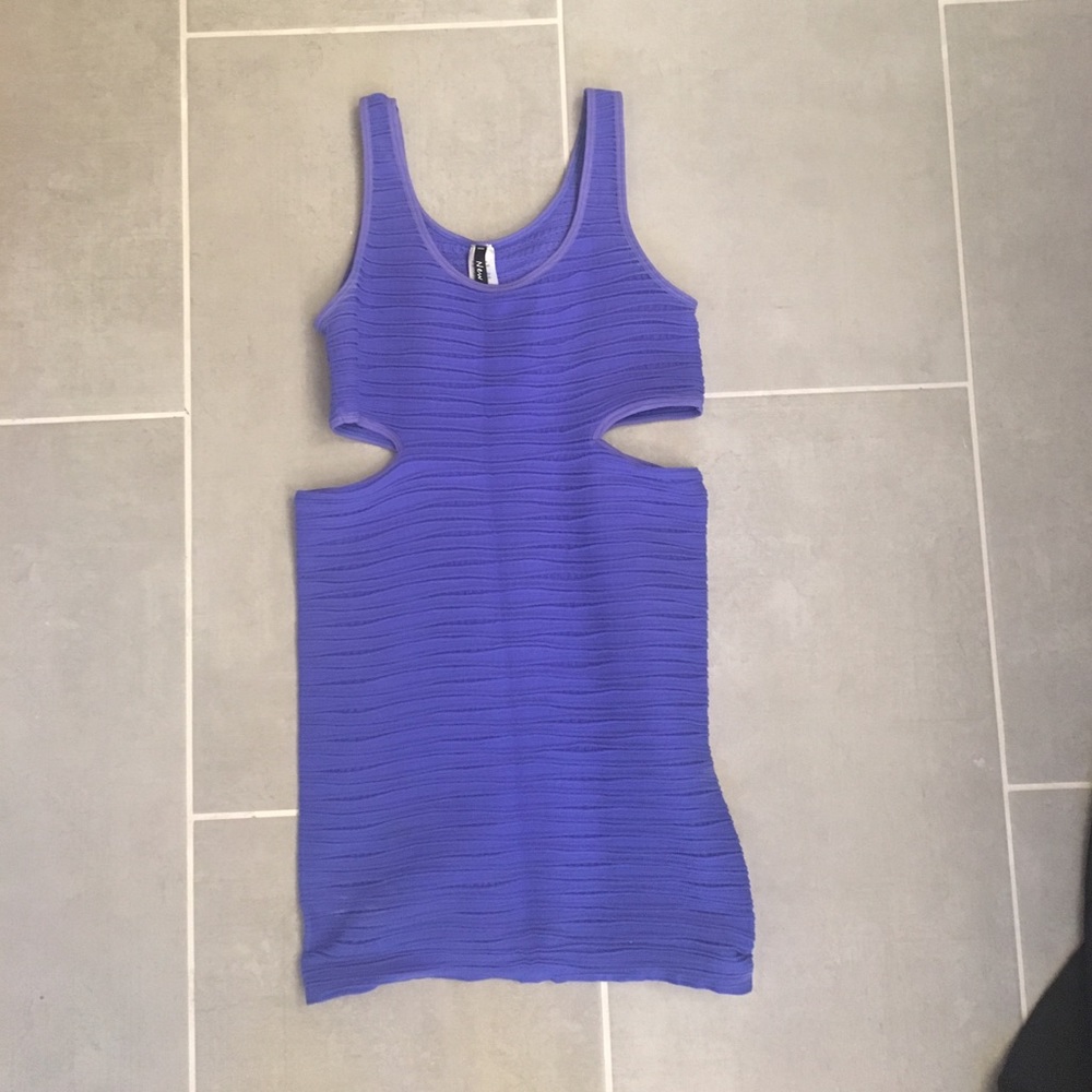 Blue bodycon cutout dress