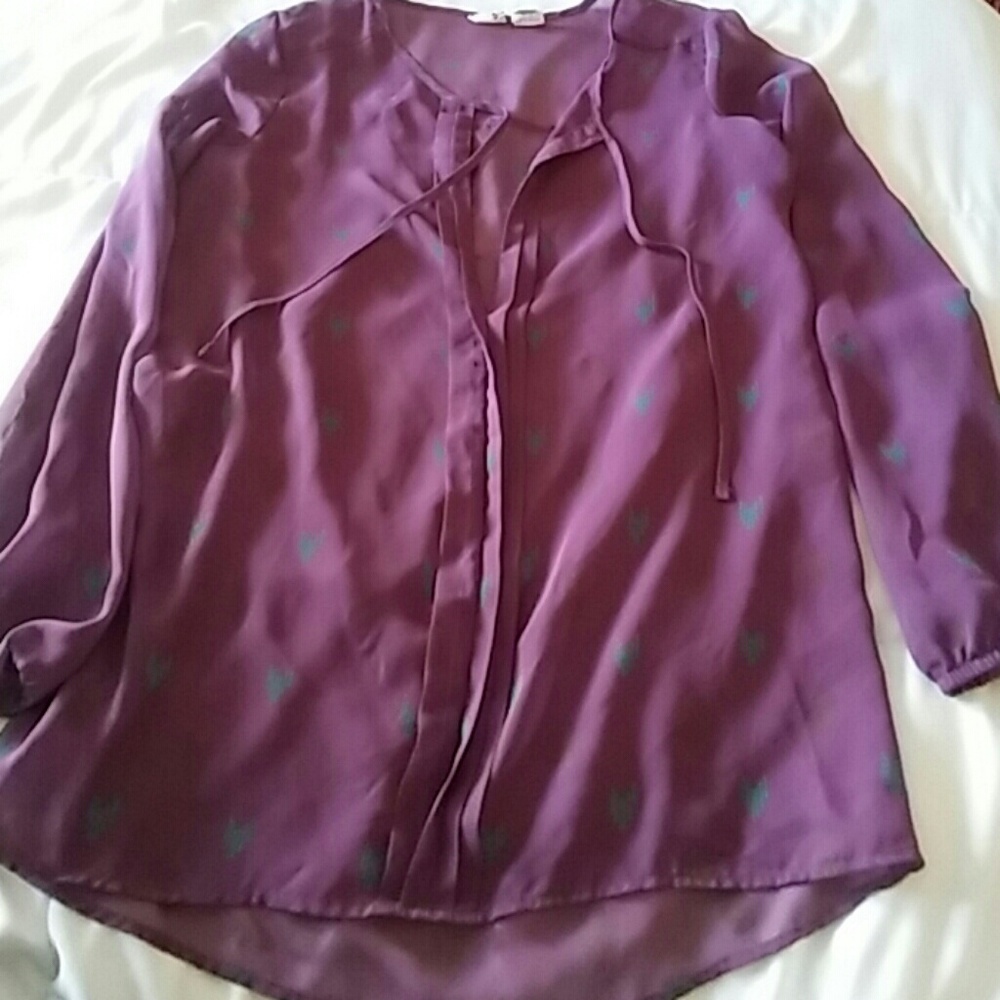 Purple sheer long sleeve top