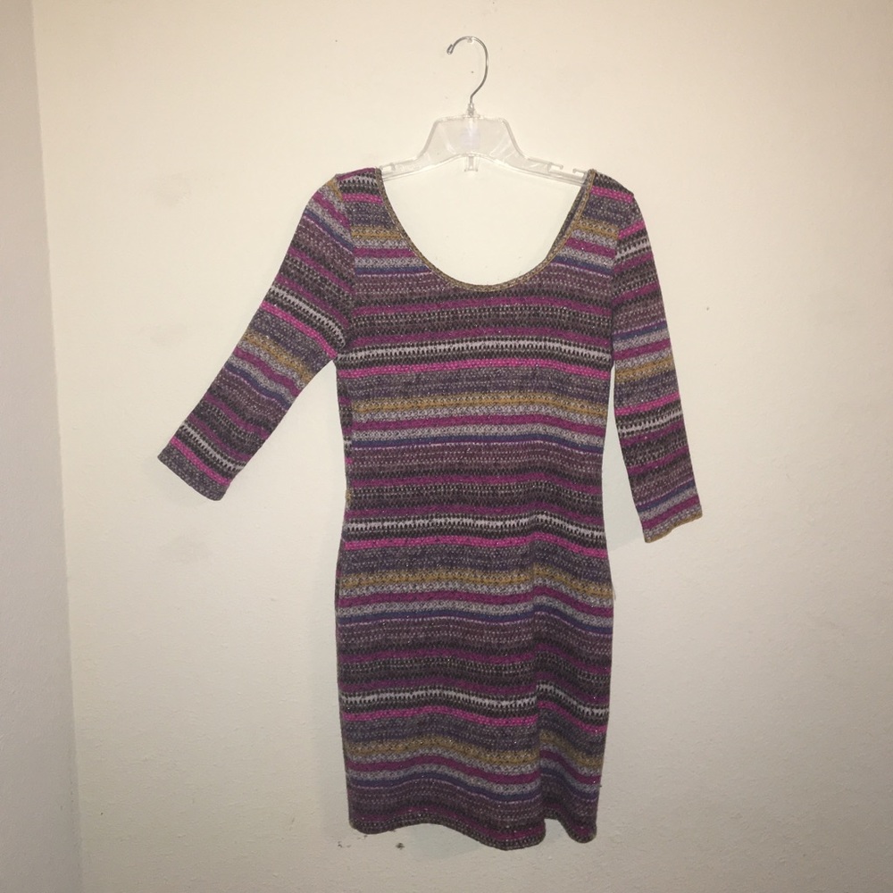 Striped long sleeve mini dress