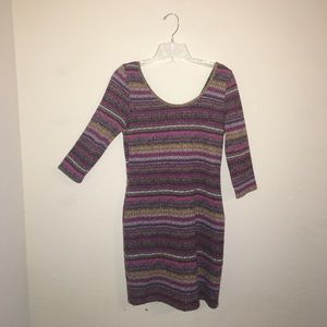 Striped long sleeve mini dress