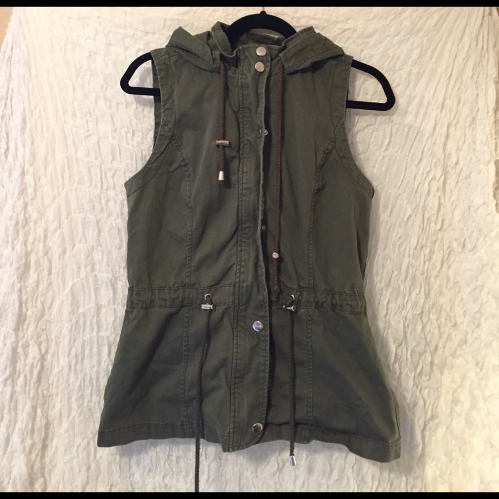 Olive Green Utility Vest w Silver Hardware