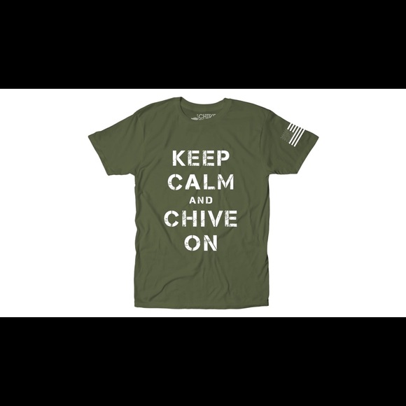 Keep Calm Chive On Dark Green Large T - Picture 1 of 4