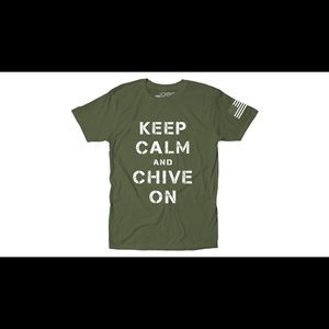 Keep Calm Chive On Dark Green Large T