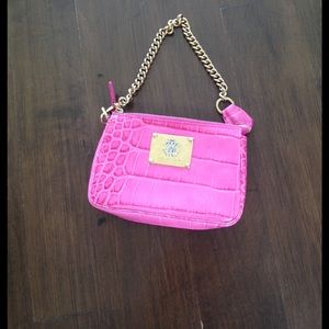Roberto Cavalli pink snakeskin purse