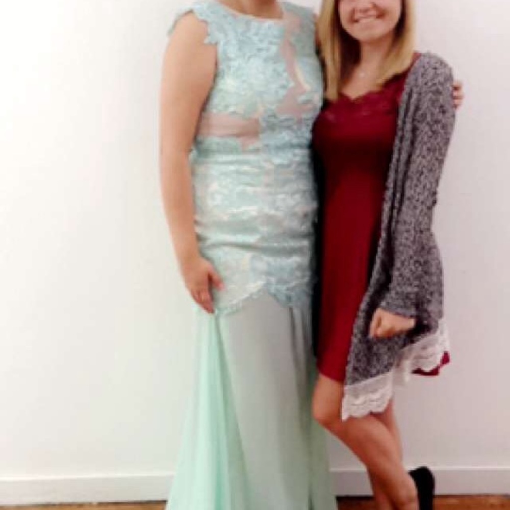 Mint lace prom/ pageant dress