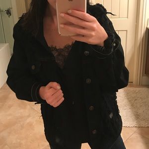 Black Ripped Jean Jacket