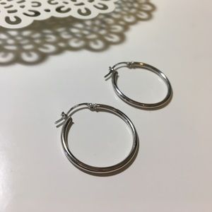14k white gold hoop earrings 1"