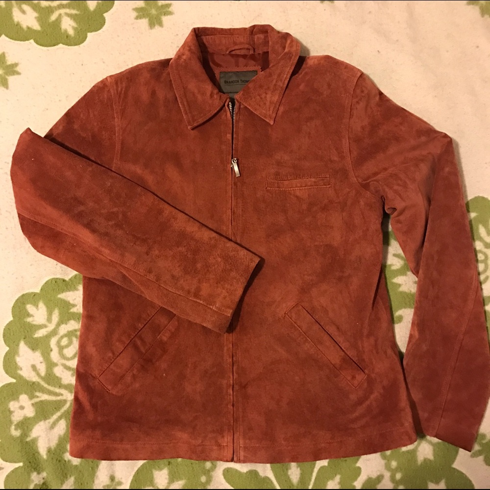 100% leather suede Brandon Thomas jacket in rust