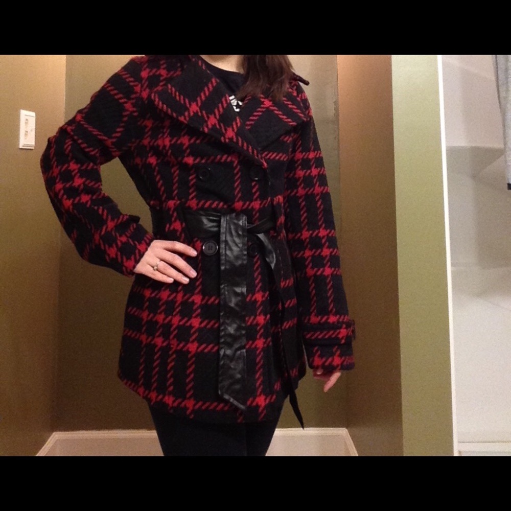 Plaid pea coat