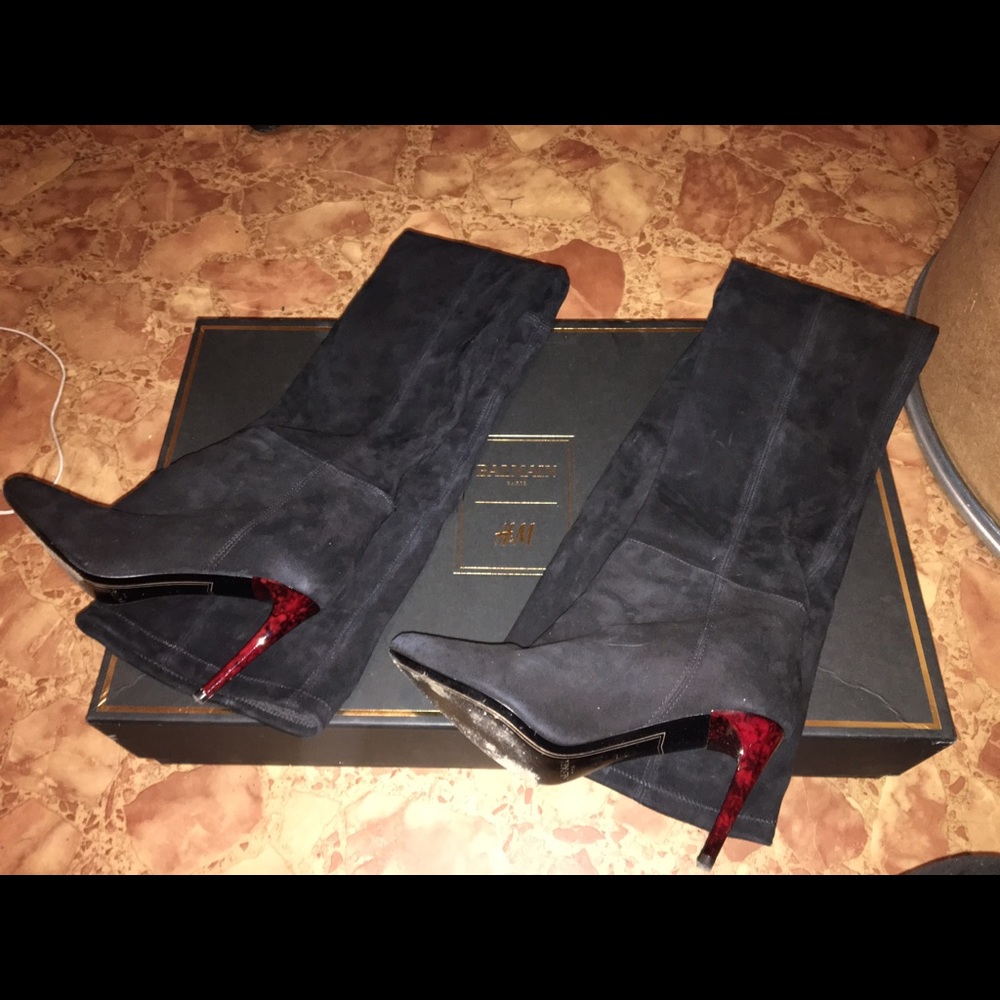 Balmain X H&M Suede Thigh High Boots