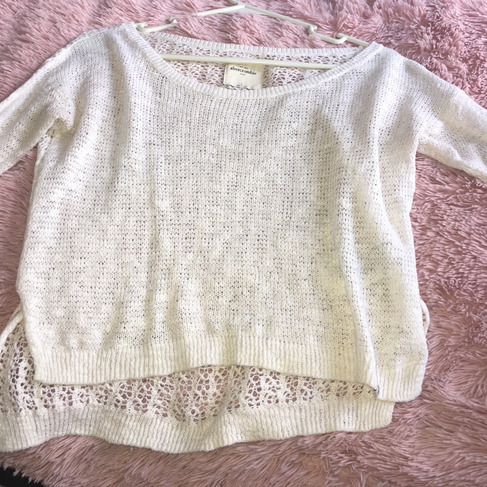 Abercrombie high low white sweater