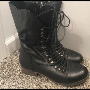 Black vintage lace up boots