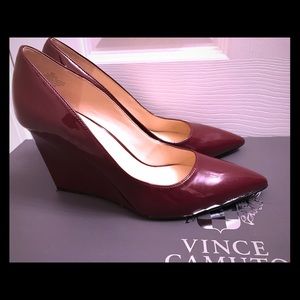 Plum colored Nine West wedge heels