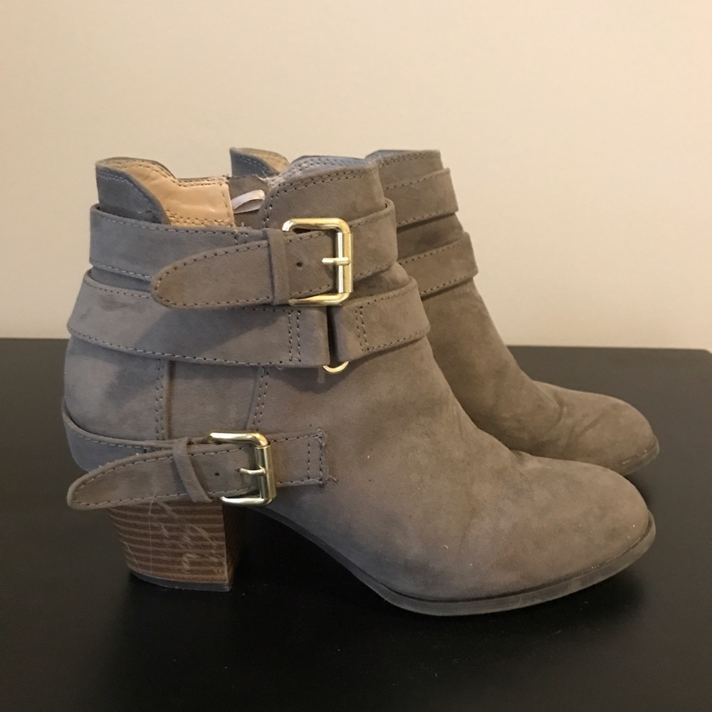 Express Size 7 Faux Suede Buckle Booties