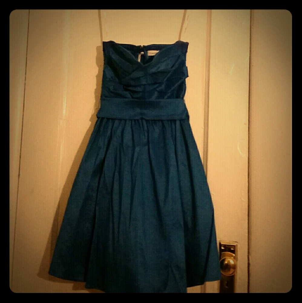 Calvin Klein Strapless  Blue Prom Dress