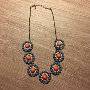 Orange, Blue, and White statement necklace
