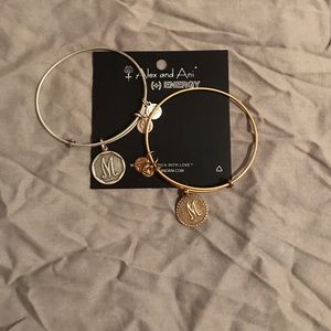 2 'M' Alex and Ani bracelets
